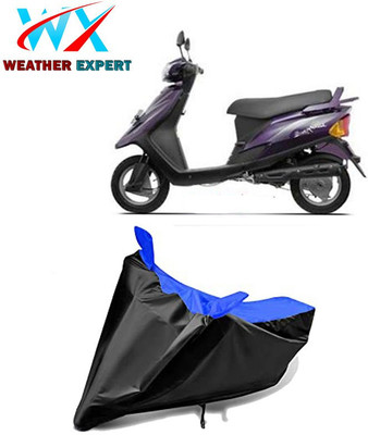 WEATHER EXPERT Waterproof Two Wheeler Cover for TVS(Teenz, Black, Blue)