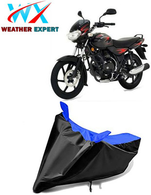 WEATHER EXPERT Waterproof Two Wheeler Cover for Bajaj(Discover 125 DTS-i, Black, Blue)
