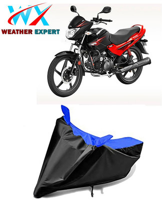 WEATHER EXPERT Waterproof Two Wheeler Cover for Hero(Glamour Programmed FI, Black, Blue)