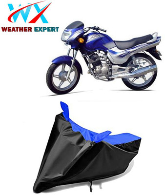 WEATHER EXPERT Waterproof Two Wheeler Cover for TVS(Victor GLX, Black, Blue)