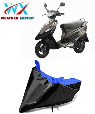 WEATHER EXPERT Waterproof Two Wheeler Cover for TVS(Scooty Pep+, Black, Blue)