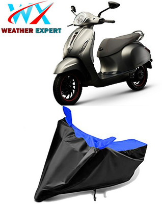 WEATHER EXPERT Waterproof Two Wheeler Cover for Bajaj(Chetak, Black, Blue)