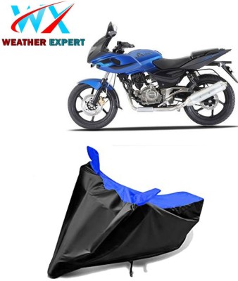 WEATHER EXPERT Waterproof Two Wheeler Cover for Bajaj(Pulsar 220 DTS-i, Black, Blue)