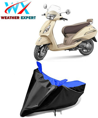 WEATHER EXPERT Waterproof Two Wheeler Cover for TVS(Jupiter classic, Black, Blue)