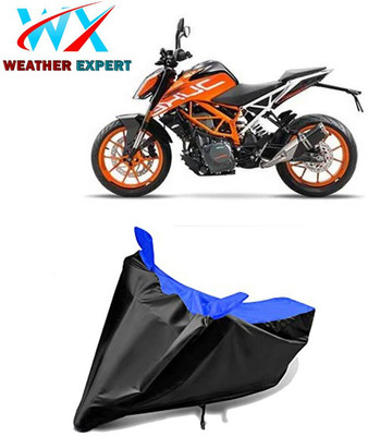 WEATHER EXPERT Waterproof Two Wheeler Cover for KTM(390 Duke, Black, Blue)