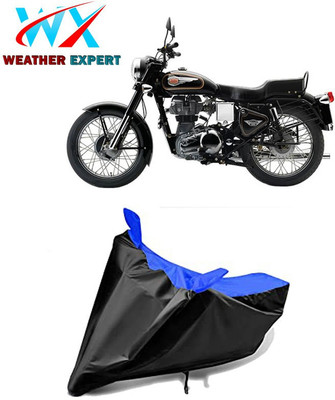 WEATHER EXPERT Waterproof Two Wheeler Cover for Royal Enfield(Bullet 350, Black, Blue)