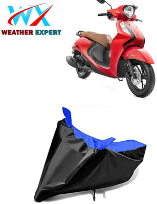 WEATHER EXPERT Waterproof Two Wheeler Cover for Yamaha(Fascino 125 FI, Black, Blue)