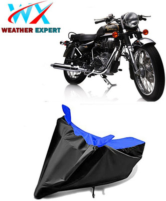 WEATHER EXPERT Waterproof Two Wheeler Cover for Royal Enfield(Electra Delux, Black, Blue)