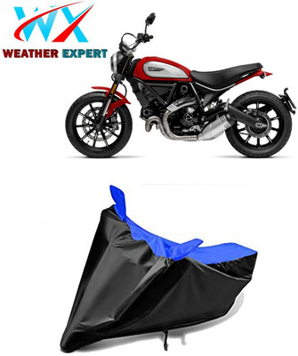 WEATHER EXPERT Waterproof Two Wheeler Cover for Ducati(Scrambler Icon, Black, Blue)