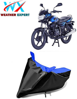 WEATHER EXPERT Waterproof Two Wheeler Cover for Bajaj(Discover 110, Black, Blue)