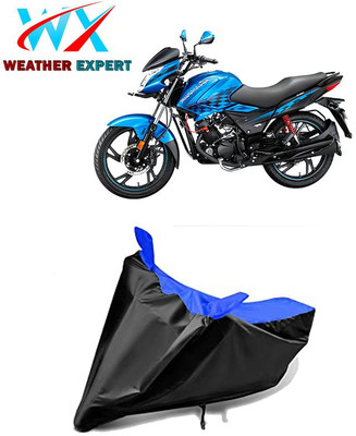 WEATHER EXPERT Waterproof Two Wheeler Cover for Hero(Glamour FI, Black, Blue)