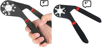 SEAHAVEN Hexagon Universal Wrench Multi-Function Adjustable Bionic Pier Spanner [6+8 ] 6Inch +8Inch Multi-Function Hexagon Universal Wrench Adjustable [P-2] Single Sided Flare Nut Wrench(Pack of 1)