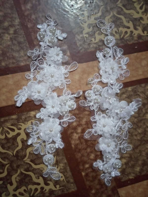 Unique Bridal White lace Applique Patch(2, White)