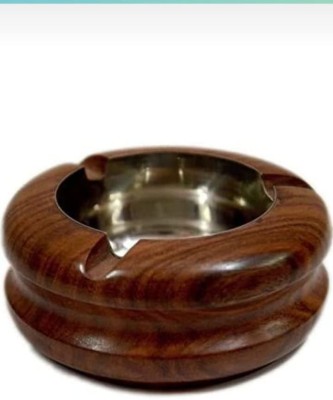 STUFFCOLLECTION Wooden Handmade Ashtray Circular Cigarette Holder for Home, Office & Car Brown Wood Ashtray(Pack of 1)