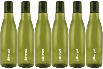 Pearlpet Throttle BPA-free Plastic Water Bottle , Fridge Bottle 1 Litre 1000 ml Bottle(Pack of 6, Green, Plastic)