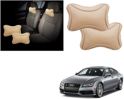 EXCHANGE CARTRENDING Beige Cotton Car Pillow Cushion for Audi(Rectangular, Pack of 1)