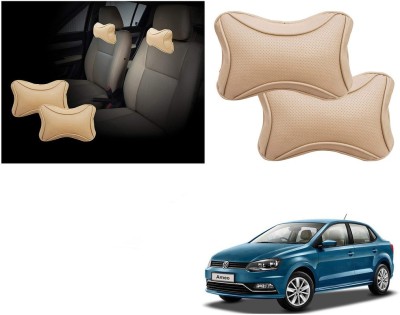 EXCHANGE CARTRENDING Beige Cotton Car Pillow Cushion for Volkswagen(Rectangular, Pack of 1)