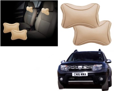 EXCHANGE CARTRENDING Beige Cotton Car Pillow Cushion for Renault(Rectangular, Pack of 1)