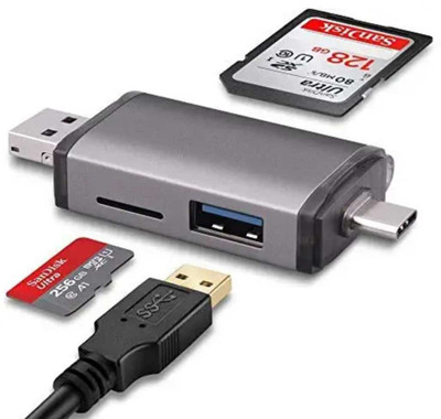HRYFiNE 3IN1USB 3.0 and Micro OTG Memory Adapter Portable 1 Slots Card Reader(Grey)