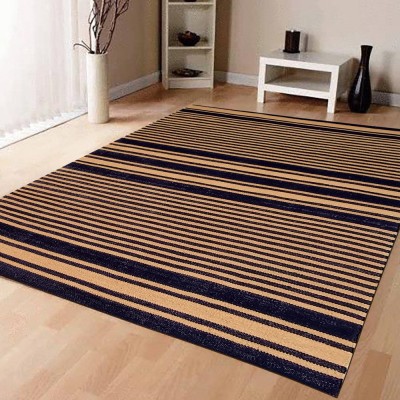 MRIC Beige, Blue Wool, Cotton Carpet(5 cm,  X 8 cm, Rectangle)