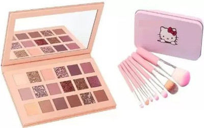 Lanovy EYE SHADOW WITH MAKEUP BRUSHES SET OF 7 PINK COLOR(2 Items in the set)
