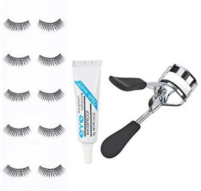 Lusty soul 5 Pair False Eyelashes + Eyelash Curler + EYELASH GLUE (Pack Of 7Itmes)(7 Items in the set)
