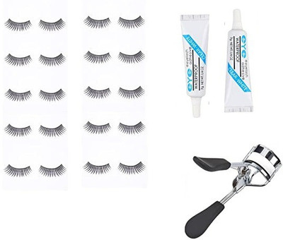 Lusty soul 10 Pcs High Quality Eyelashes With 2 Pcs Eye Glue And Curler (23 Items in the set)(3 Items in the set)