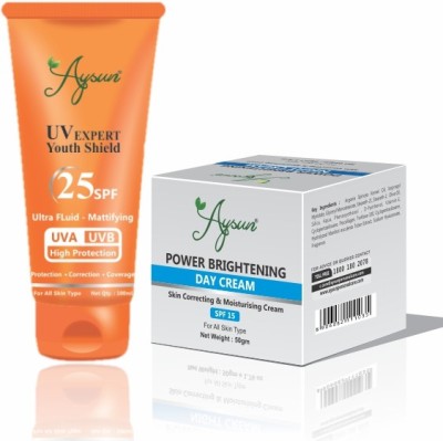 Aysun Combo Pack of UV Expert Youth Shield 25SPF & Power Brightening Day Cream (50gm) Pack of 2(2 Items in the set)