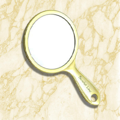 Scarlet Line Professional Series Small Size Round Double Sided Magnifying Makeup Purse Mirror with Handle For Men & Women, Gold Color