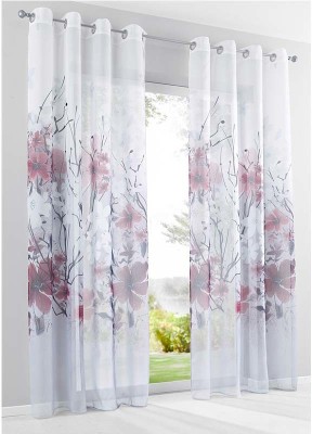 RD 154 cm (5 ft) Polyester Room Darkening Window Curtain (Pack Of 2)(Printed, White)