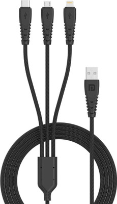 Portronics 3-in-1 Cable 2 A 1.5 m Konnect A Trio(Compatible with Smartphones, Laptop, Tablet, Black, One Cable)