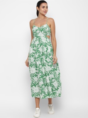 American Eagle Outfitters Women Fit and Flare Green Dress