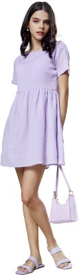 The Souled Store Women Gathered Purple Dress