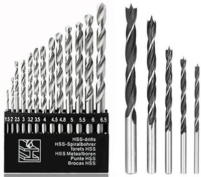 Kshivi DB 41 Combo 13 Pcs HSS Bits And 5 Pcs Wood Working Drill Bit Set (Pack Of 2)