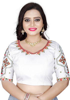 VILLAGIUS Satin Embroidered Blouse Material