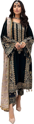 Shoponbit Georgette Embroidered Salwar Suit Material