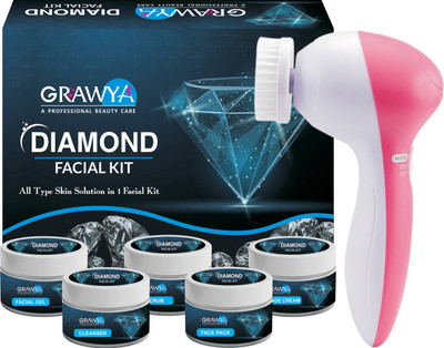 Grawya Herbal Diamond Facial Kit With 5 in 1 Face Massager For Facial(275 g)