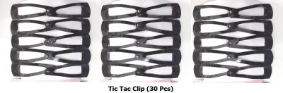 GUUNUU Set of 30 Pcs-15 Pairs (3 cm) Premium Metal Tic Tac Clip for Kids and Girls Tic Tac Clip(Black)