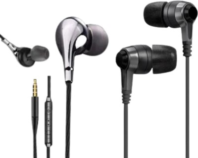 Tiitan Combo Pack of Wired Earphones Black S10, S11 Wired(Black, In the Ear)