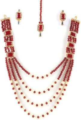 Elegant Jewels Brass Red, White Jewellery Set(Pack of 1)