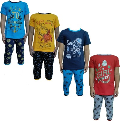 NK TRENDZ Boys & Girls Casual T-shirt Track Pants(Multicolor)