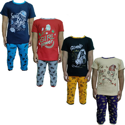 NK TRENDZ Boys & Girls Casual T-shirt Track Pants(Multicolor_37)