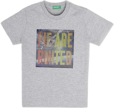 United Colors of Benetton Boys Typography, Printed Pure Cotton Regular T Shirt(Multicolor, Pack of 1)