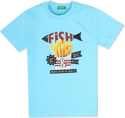 United Colors of Benetton Boys Typography, Printed Pure Cotton Regular T Shirt(Multicolor, Pack of 1)