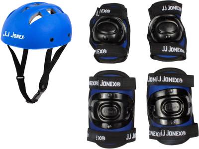 JJ Jonex Protection kit 03 Blue with 1 PVC Helmet, 1 Pair Of Knee Cap, 1 Pair Of Elbow Cap @ Kin Store Skating Kit