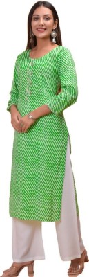 Chaukas Women Leheriya Straight Kurta(Green)