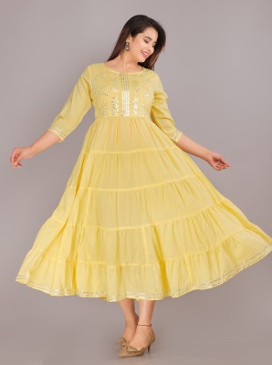 Highlight fashion export Women Gown Yellow Dress