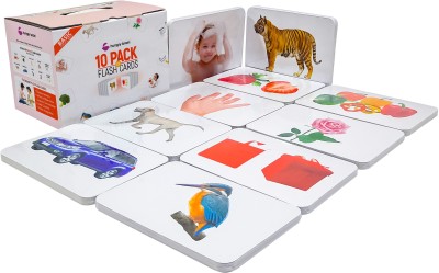 hungry brain Pack of 10 BASIC Flash cards for Kids Early Learning (3 Months to 6 years )(Multicolor)