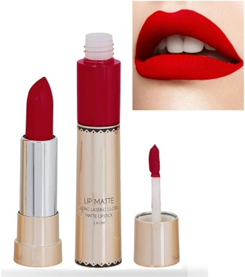 ADJD RED 2 IN 1 Long Lasting Matte & Gloss Lipstick Waterproof(HOT RED, 8 ml)