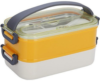 Dherik Tradworld 2 Layer & 3 in 1 Lunch Box with Plastic Tiffin Box,Spoon with Handle 2 Containers Lunch Box(1200 ml)